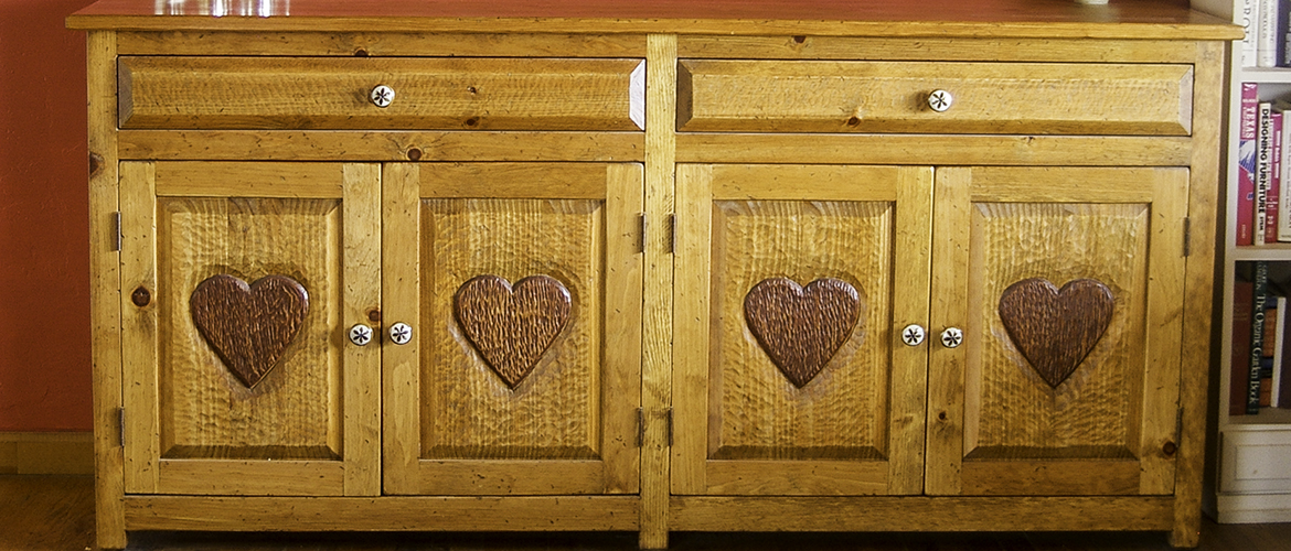 Sideboard with carved hearts